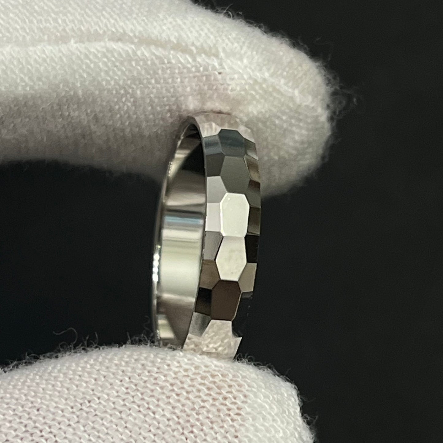 Sterling Silver 4MM Hammered Design Ring