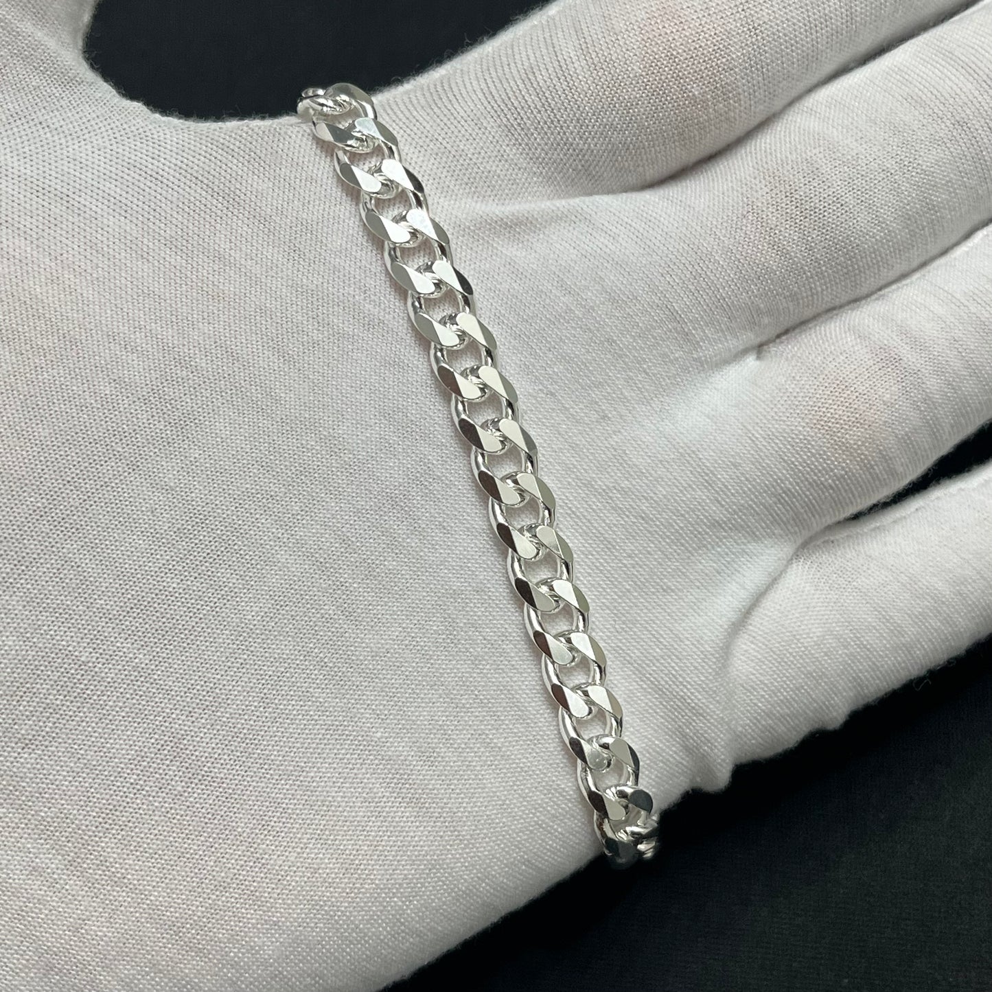 7.5MM Sterling Silver Curb Bracelet