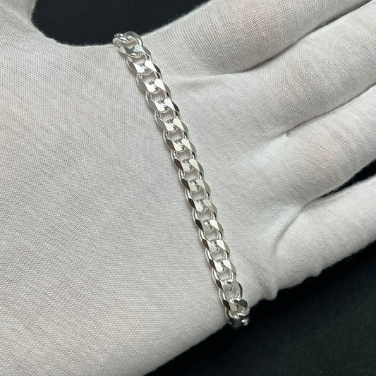 7.5MM Sterling Silver Curb Bracelet