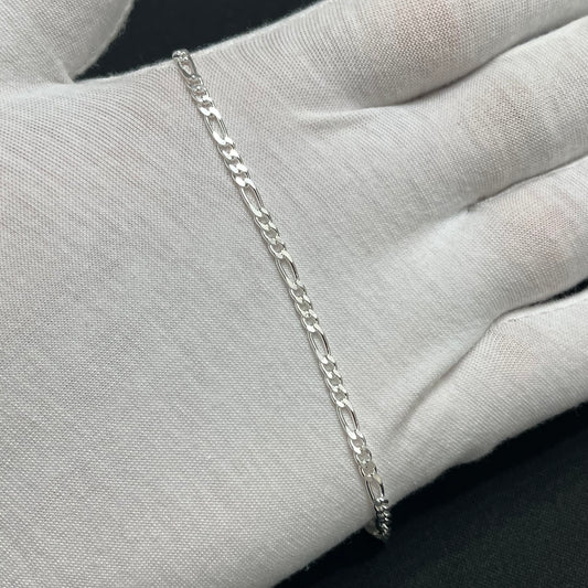 3MM Sterling Silver Figaro Bracelet