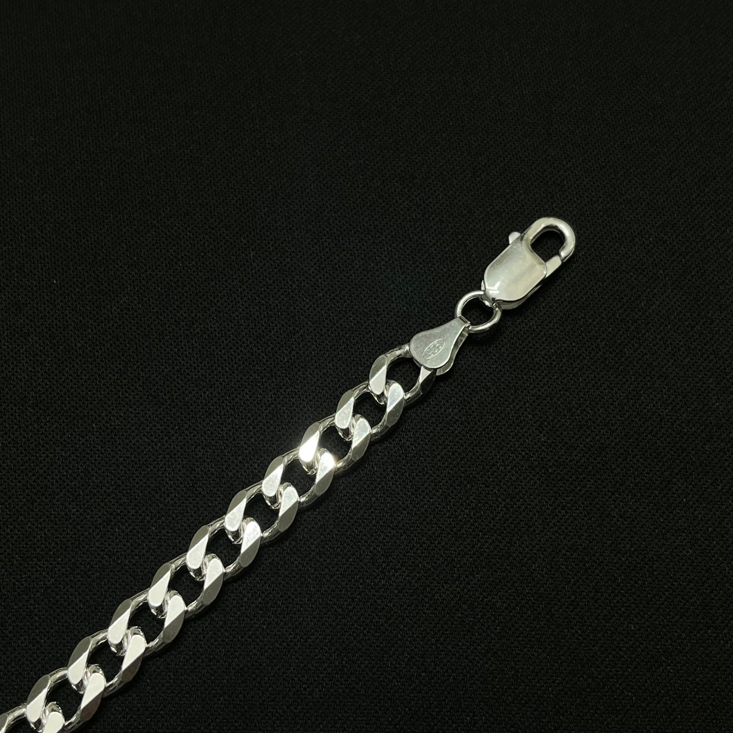 7.5MM Sterling Silver Curb Bracelet