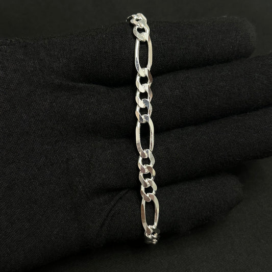 7MM Sterling Silver Figaro Bracelet