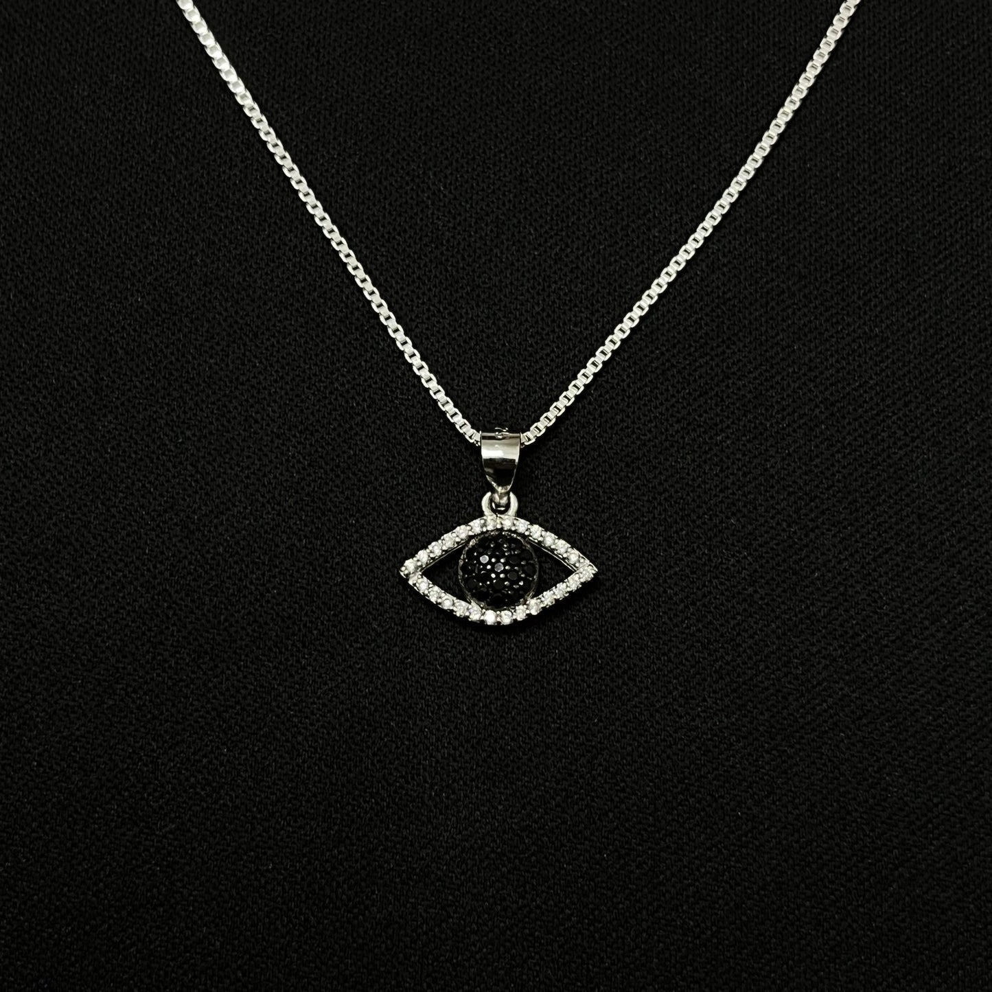 Sterling Silver Iced Evil Eye Necklace