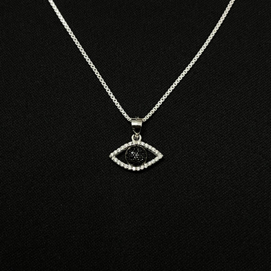 Sterling Silver Iced Evil Eye Necklace