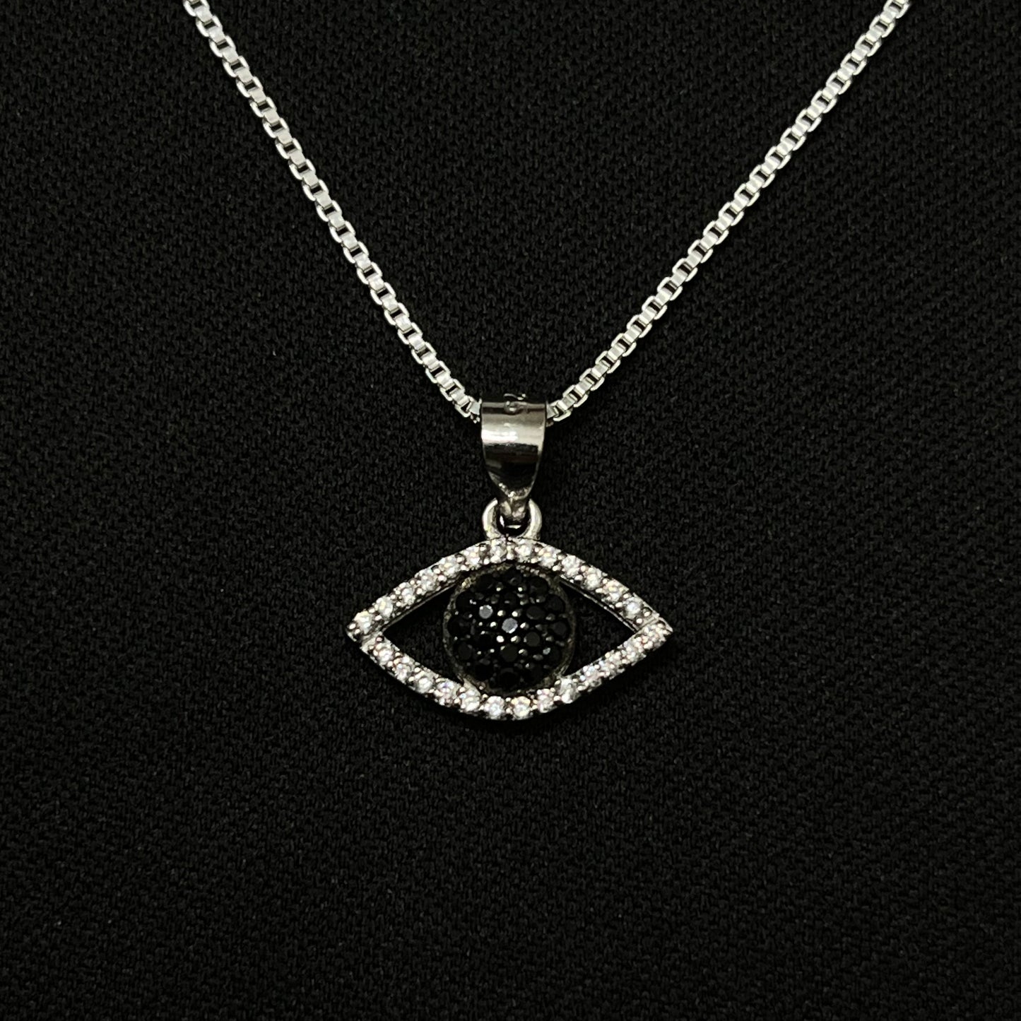 Sterling Silver Iced Evil Eye Necklace