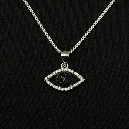 Sterling Silver Iced Evil Eye Necklace