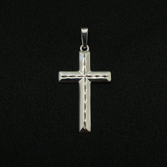 Sterling Silver Diamond Cut Cross Pendant
