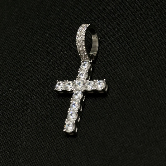 Sterling Silver Iced Out CZ Cross Pendant