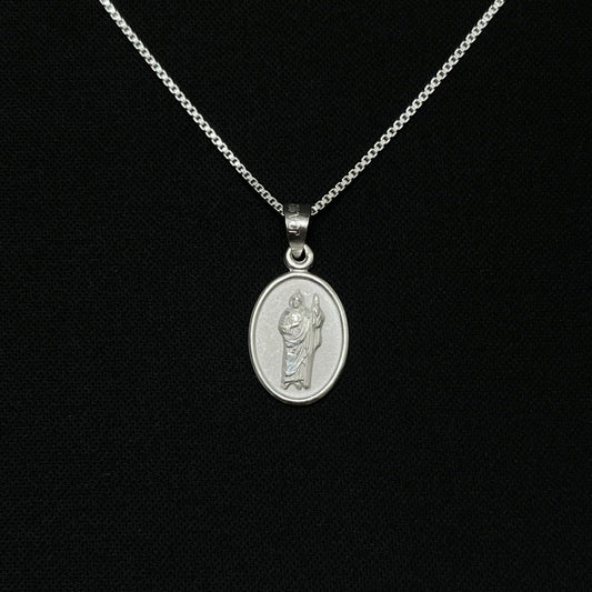 Sterling Silver St. Jude Oval Necklace