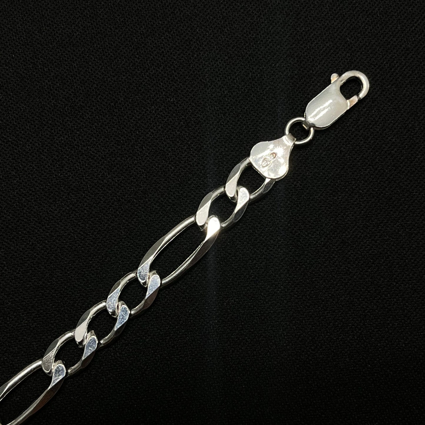 7MM Sterling Silver Figaro Bracelet