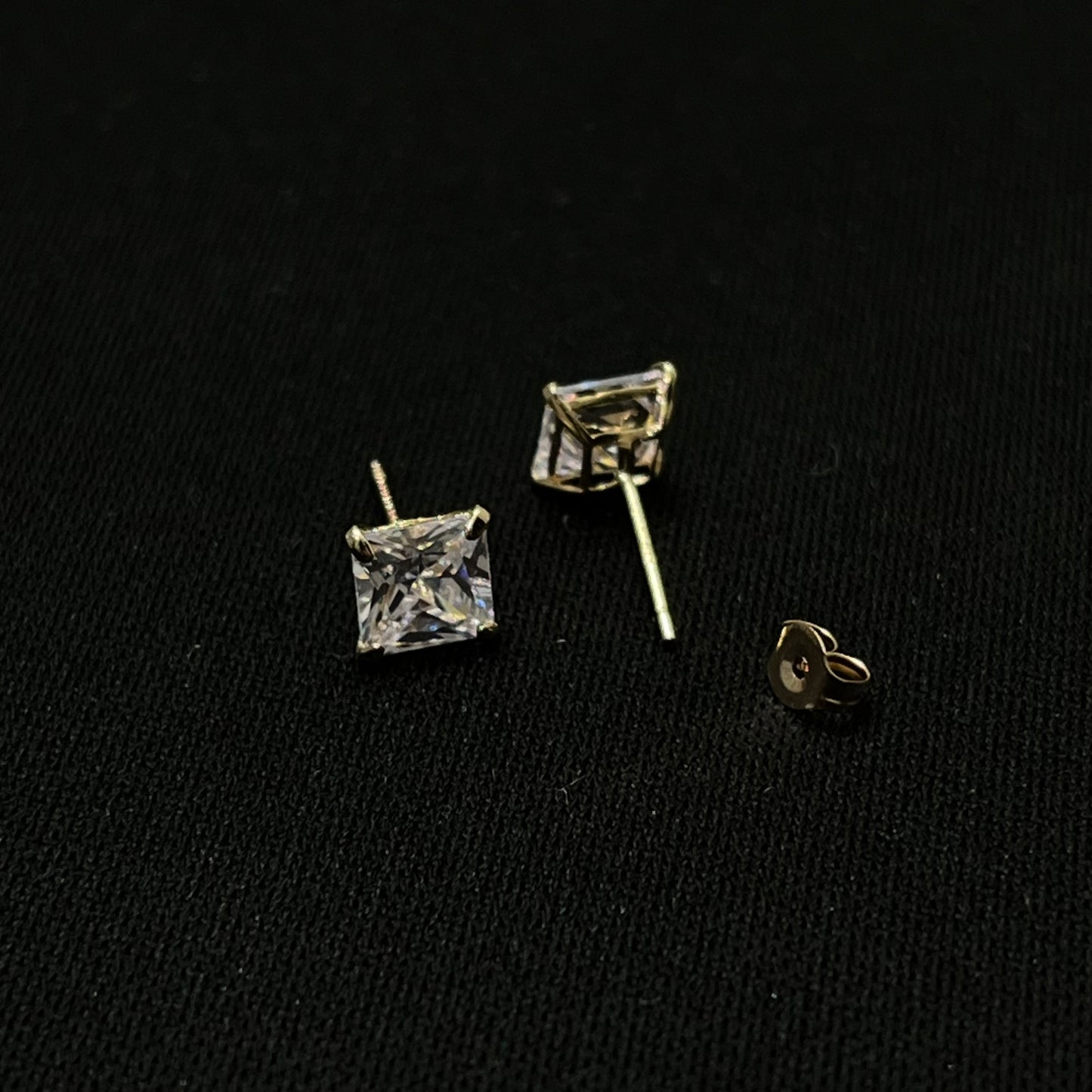 14k Gold CZ Square Stud Earrings 5MM