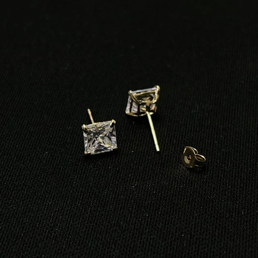 14k Gold CZ Square Stud Earrings 5MM