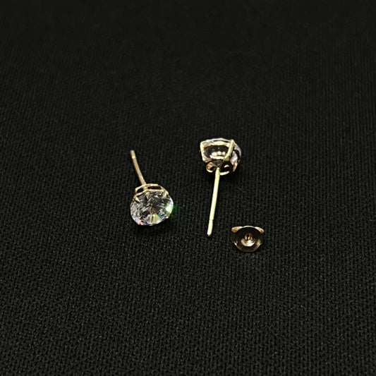 14k Gold CZ Round Stud Earrings 5MM