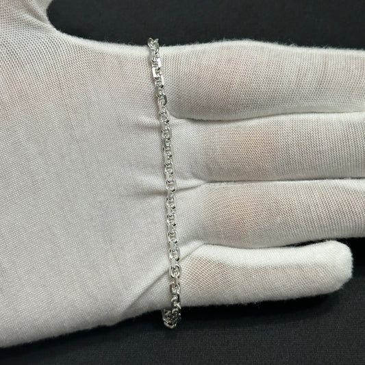 4MM Sterling Diamond Cut Silver Anchor Bracelet