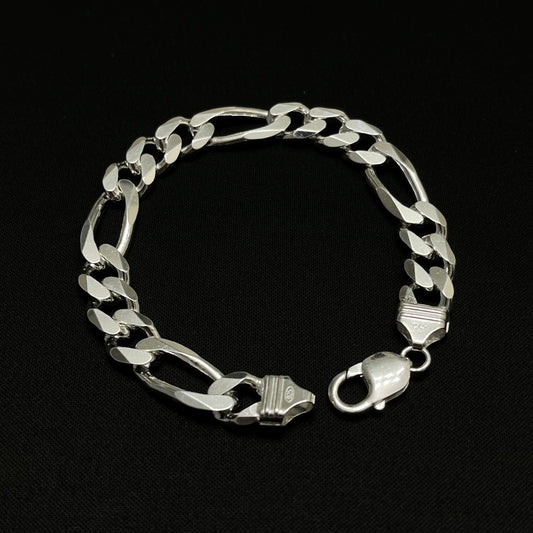 10MM Sterling Silver Figaro Bracelet