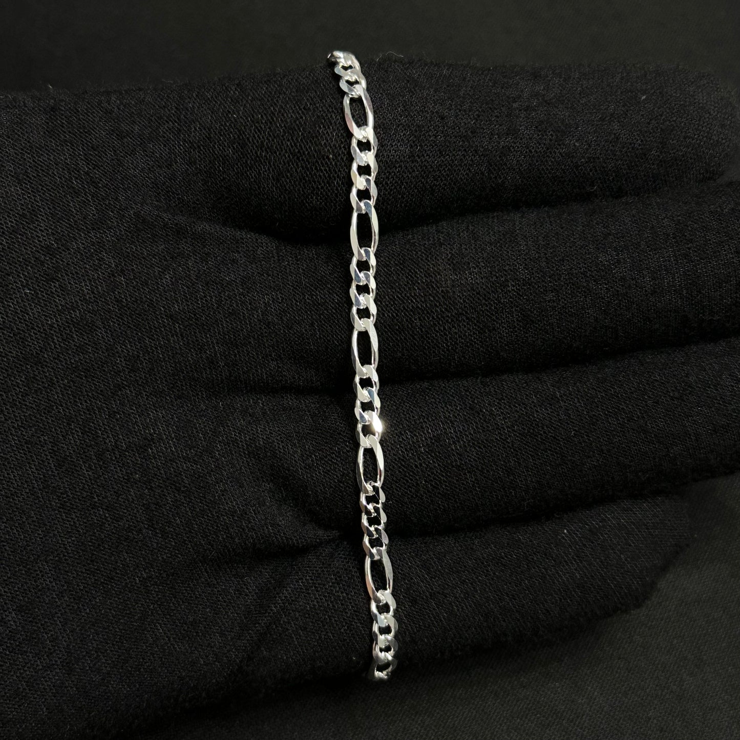 4MM Sterling Silver Figaro Bracelet