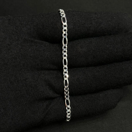 4MM Sterling Silver Figaro Bracelet