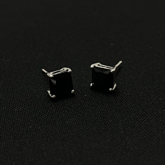 Sterling Silver Square Black CZ Earrings