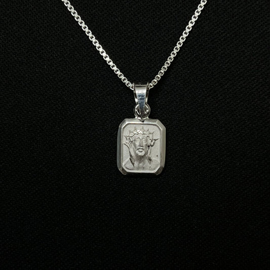 Sterling Silver Jesus Face Charm Necklace