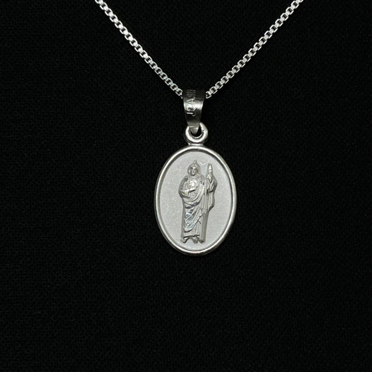 Sterling Silver St. Jude Oval Necklace