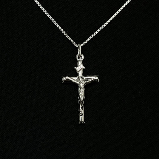 Sterling Silver INRI Crucifix Necklace
