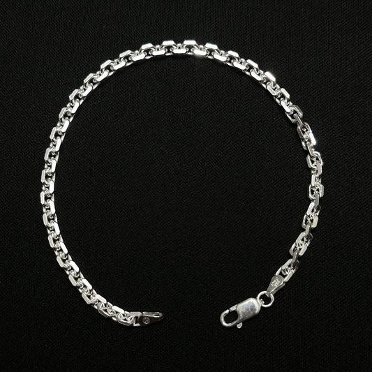 4MM Sterling Diamond Cut Silver Anchor Bracelet