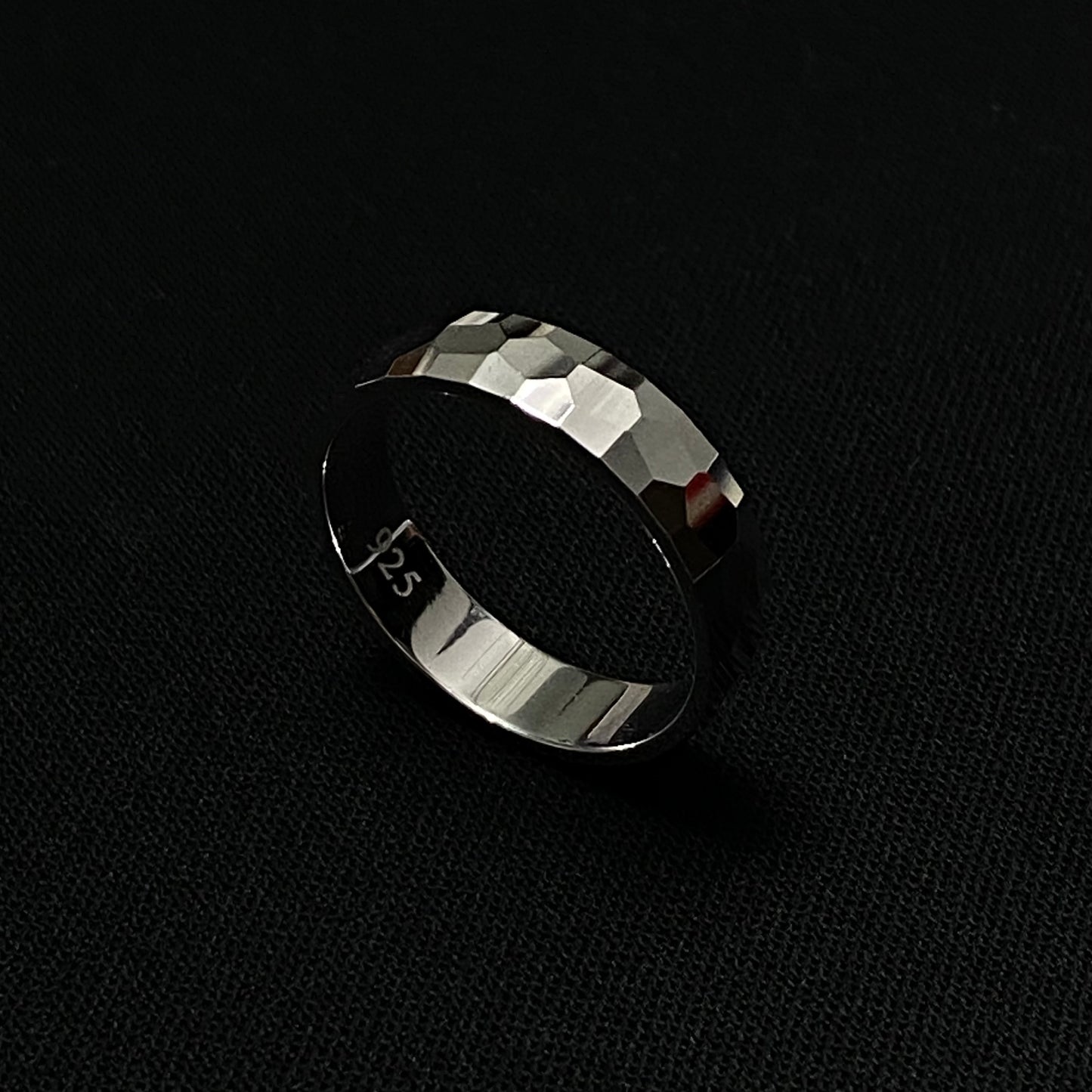 Sterling Silver 5MM Hammered Design Ring