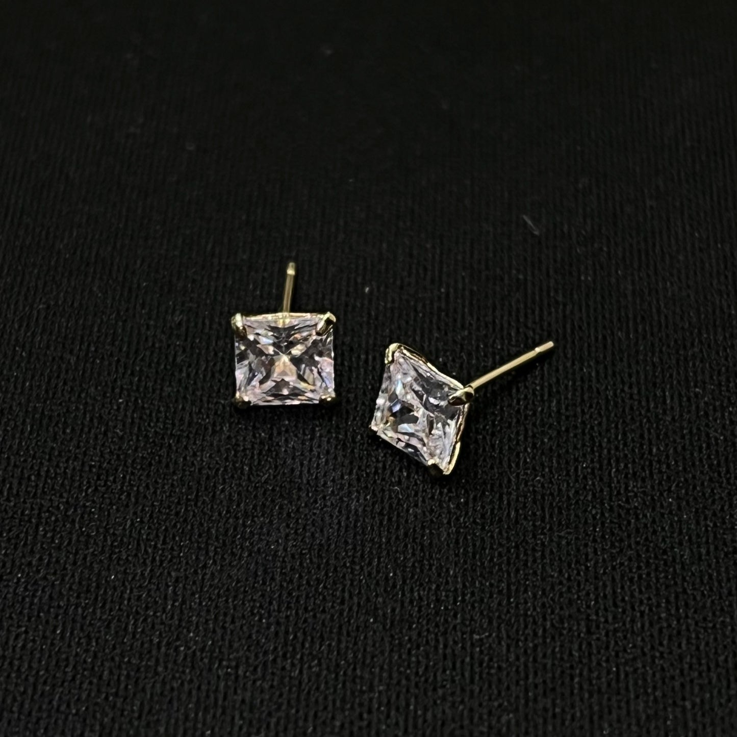 14k Gold CZ Square Stud Earrings 5MM