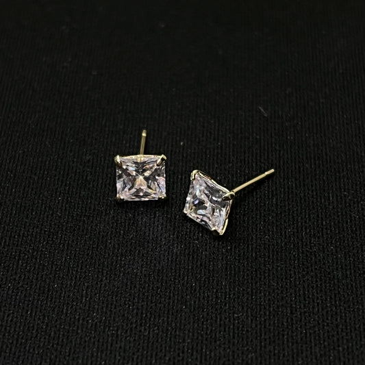 14k Gold CZ Square Stud Earrings 5MM