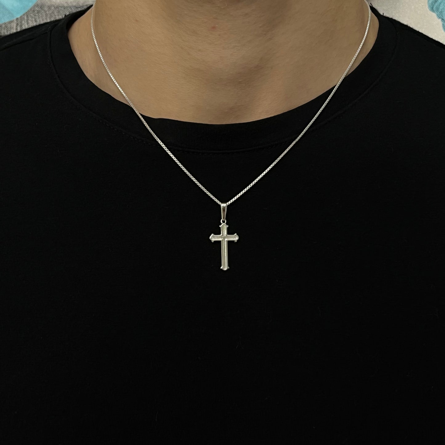 Sterling Silver Diamond Cut Cross Necklace