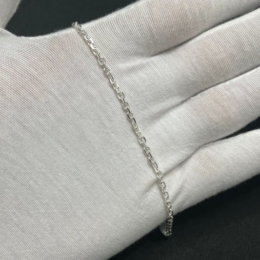 2.5MM Sterling Silver Diamond Cut Anchor Bracelet