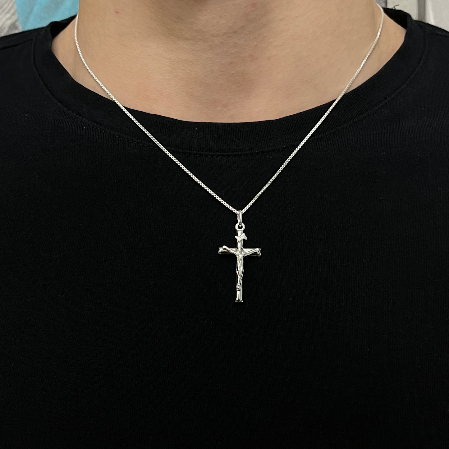 Sterling Silver INRI Crucifix Necklace