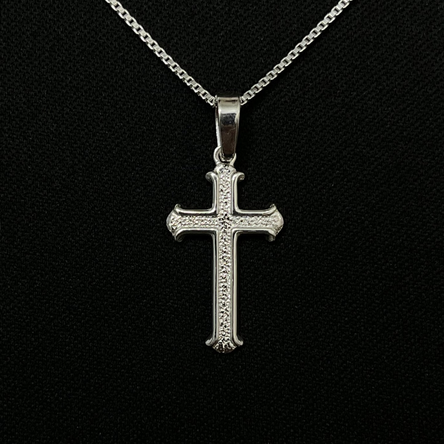 Sterling Silver Diamond Cut Cross Necklace