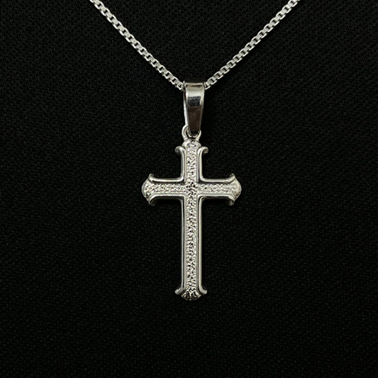 Sterling Silver Diamond Cut Cross Necklace