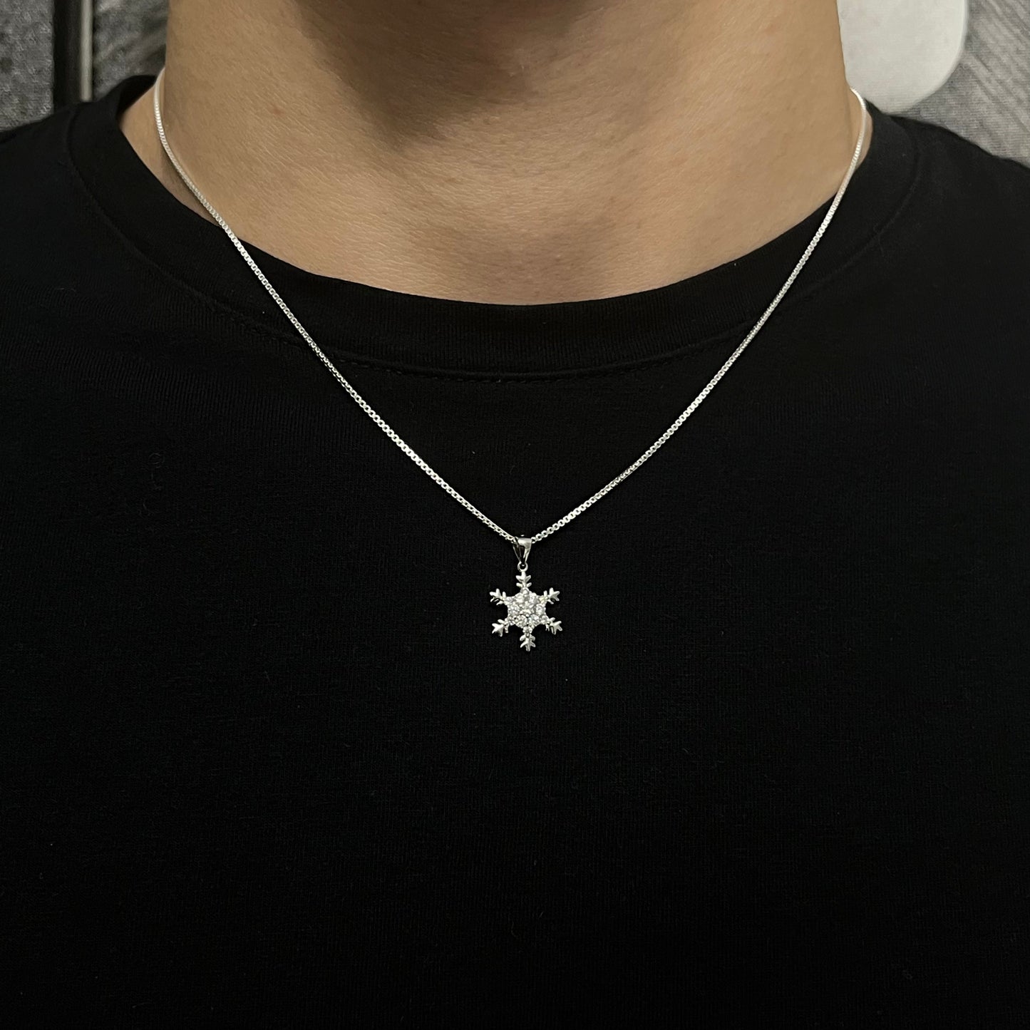 Sterling Silver CZ Snowflake Necklace
