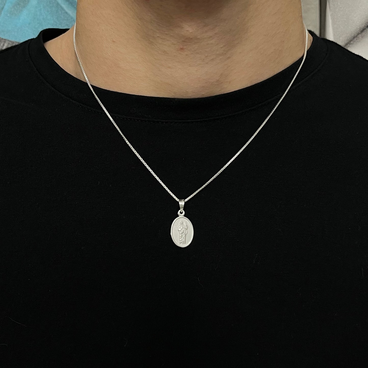 Sterling Silver St. Jude Oval Necklace