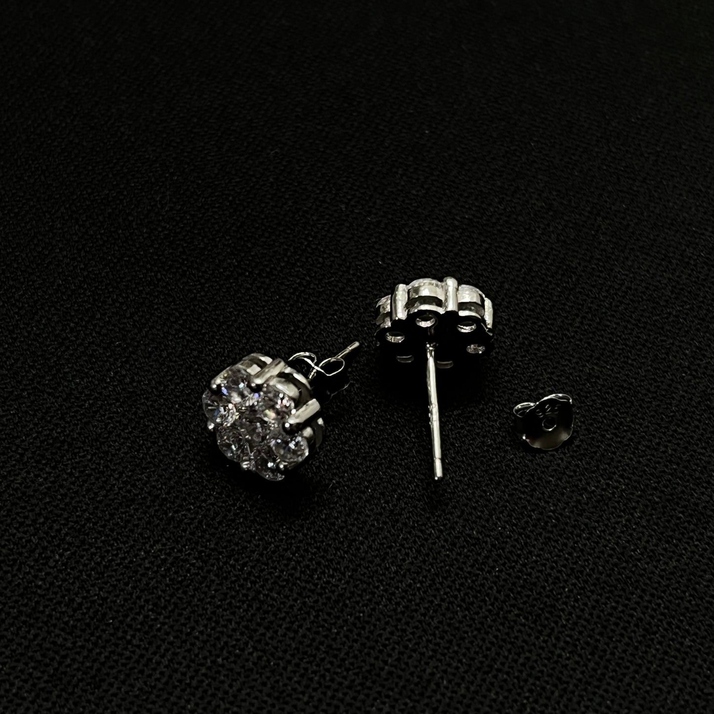 Sterling Silver CZ Cluster Earrings