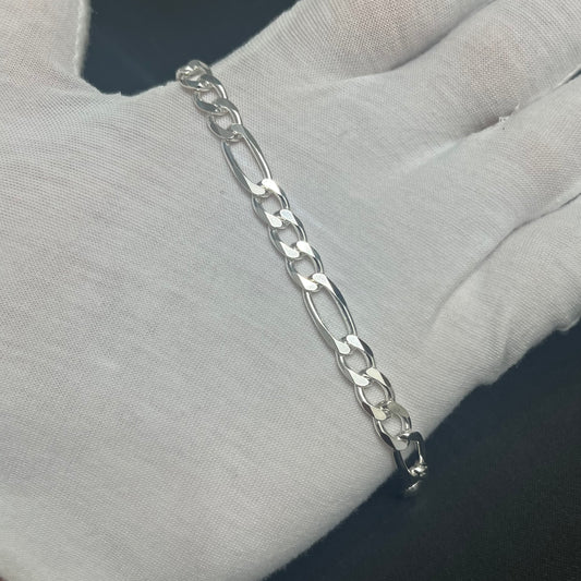 7MM Sterling Silver Figaro Bracelet