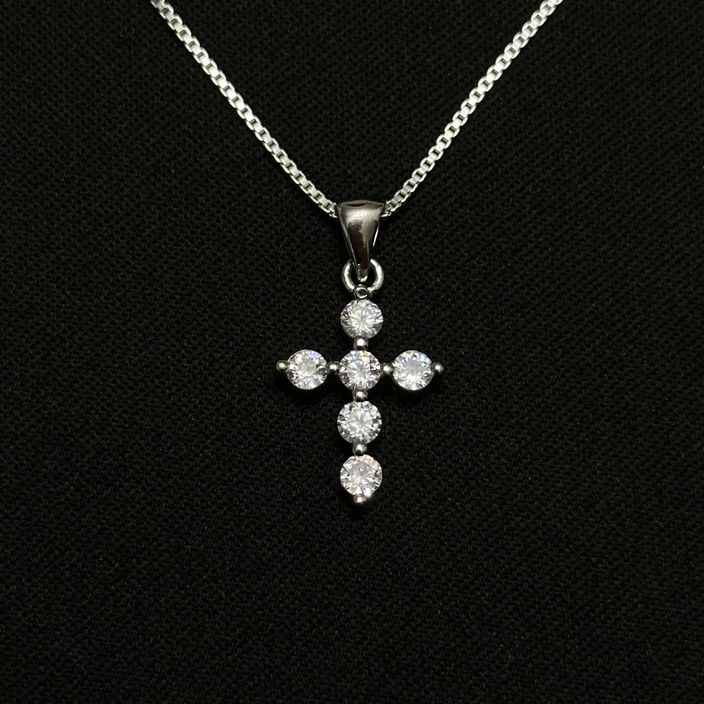 Sterling Silver Mini CZ Cross Necklace