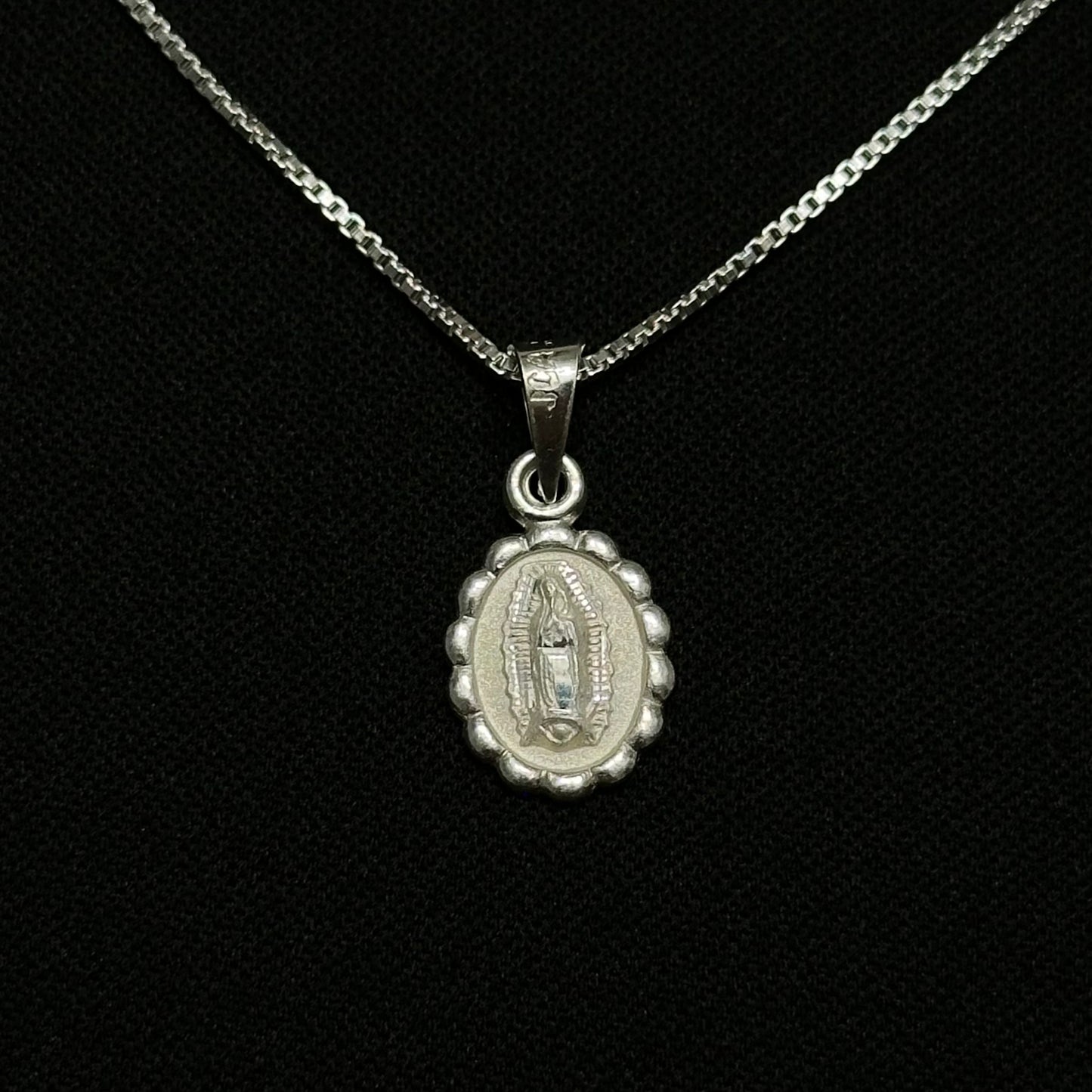 Sterling Silver Virgin Mary Dotted Necklace