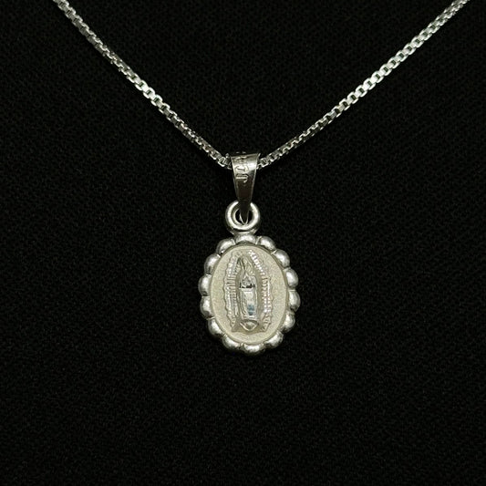 Sterling Silver Virgin Mary Dotted Necklace