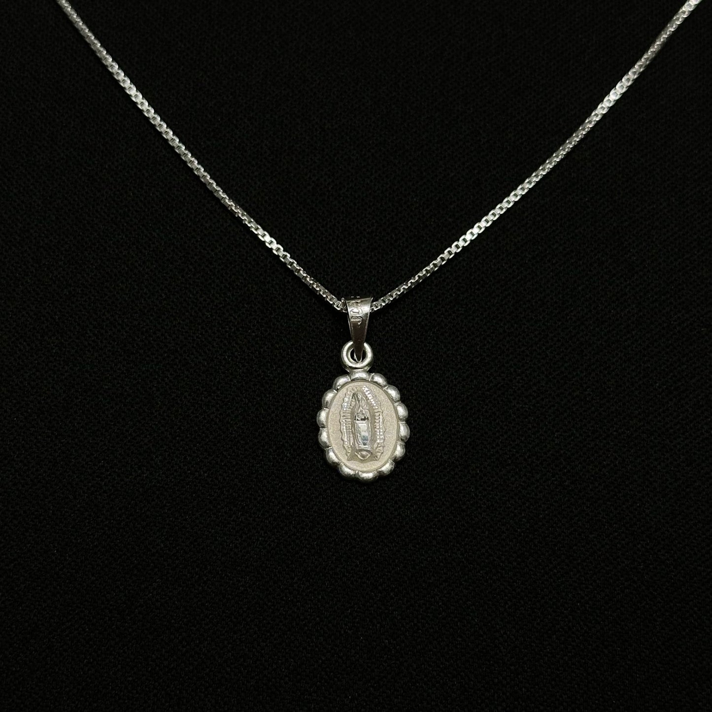 Sterling Silver Virgin Mary Dotted Necklace