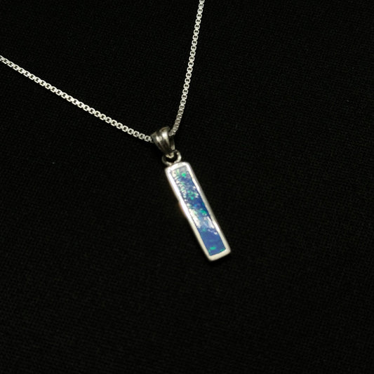 Sterling Silver Opal Bar Necklace