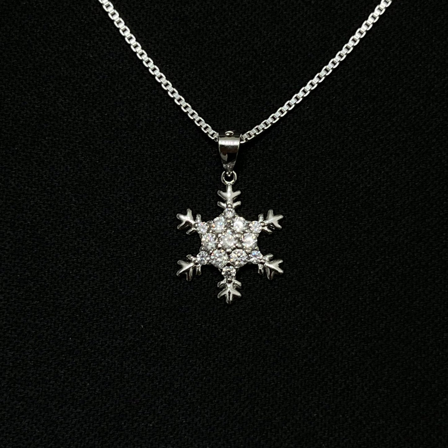 Sterling Silver CZ Snowflake Necklace