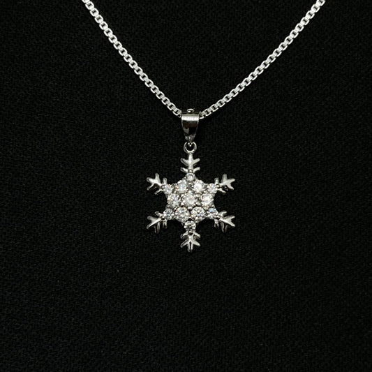 Sterling Silver CZ Snowflake Necklace