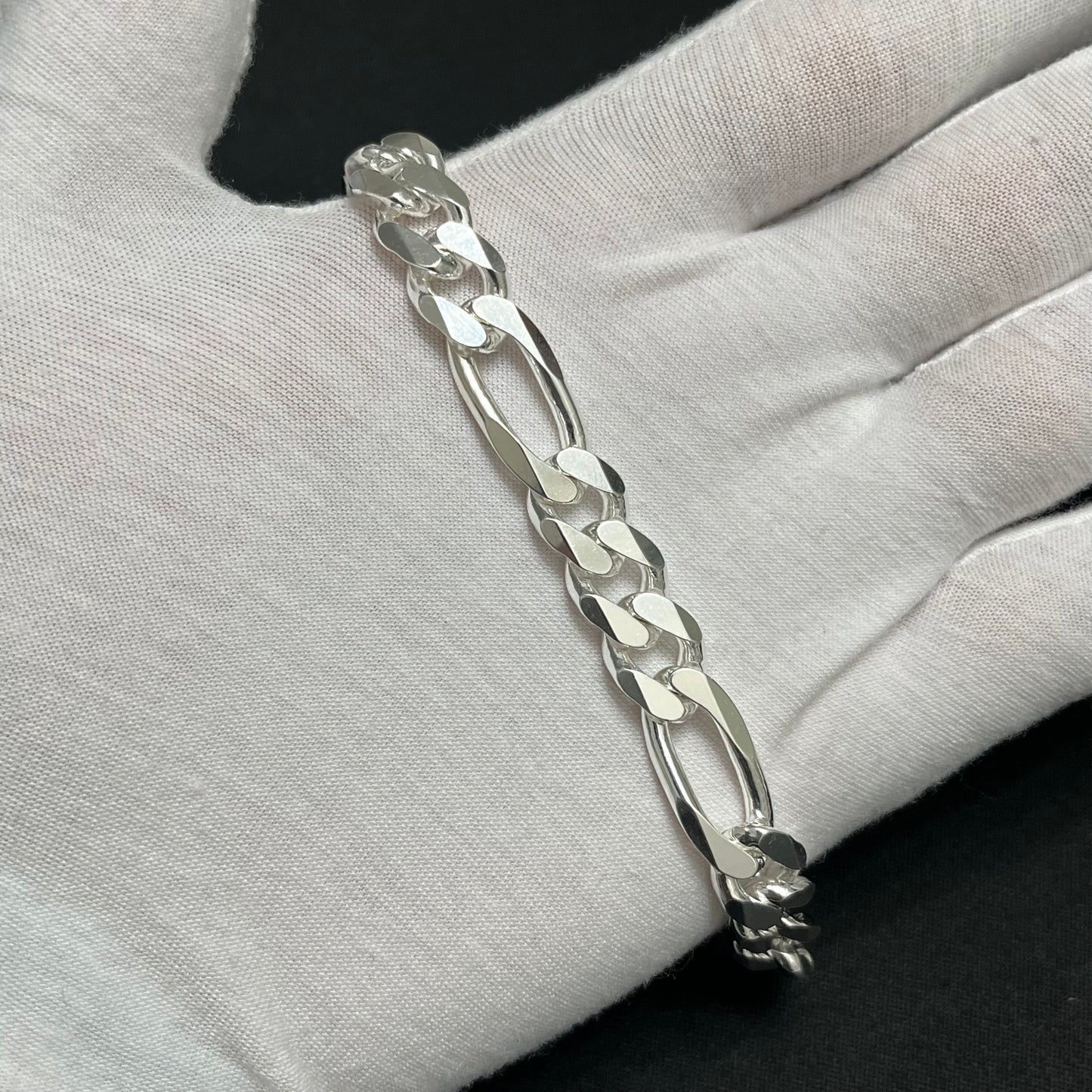 10MM Sterling Silver Figaro Bracelet