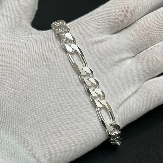 10MM Sterling Silver Figaro Bracelet
