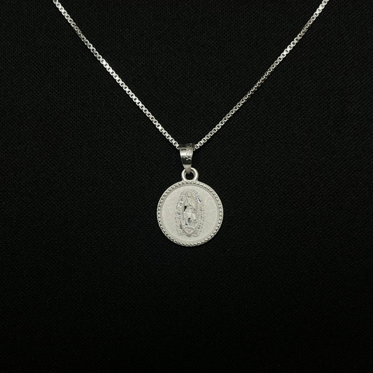 Sterling Silver Virgin Mary Medallion Necklace