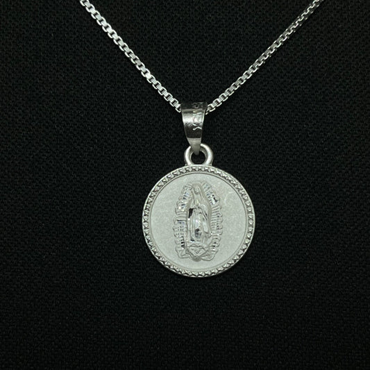 Sterling Silver Virgin Mary Medallion Necklace