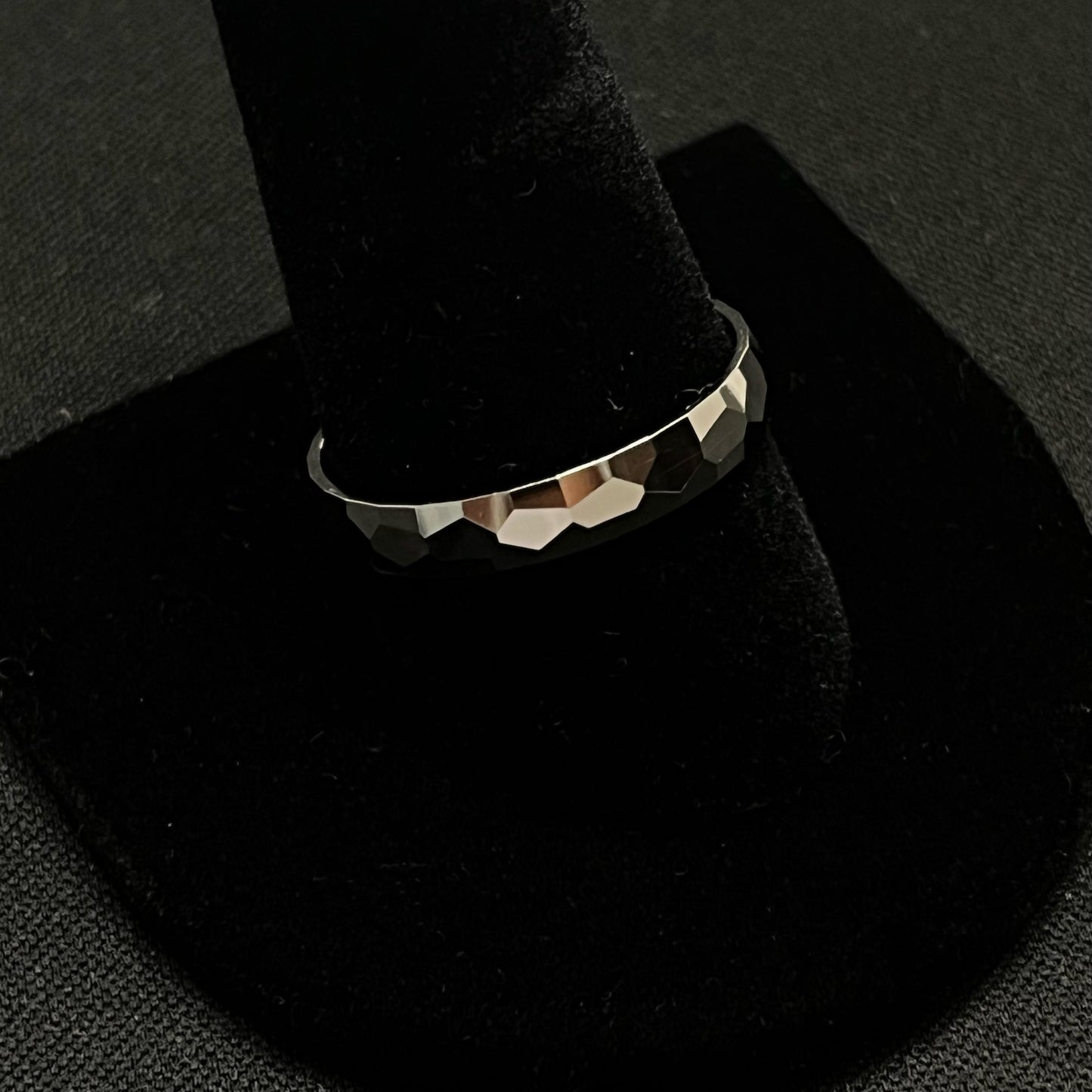 Sterling Silver 4MM Hammered Design Ring